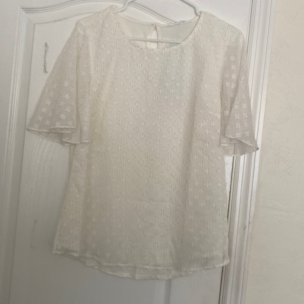 Market & Spruce Ezide Flutter Sleeve Mixed Material Top